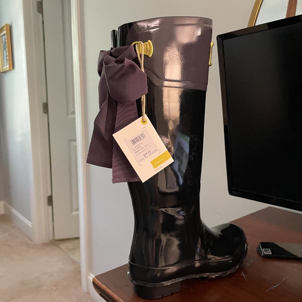 COPY - NWT Joules Evedon SLT Grey Rain boots with Bow